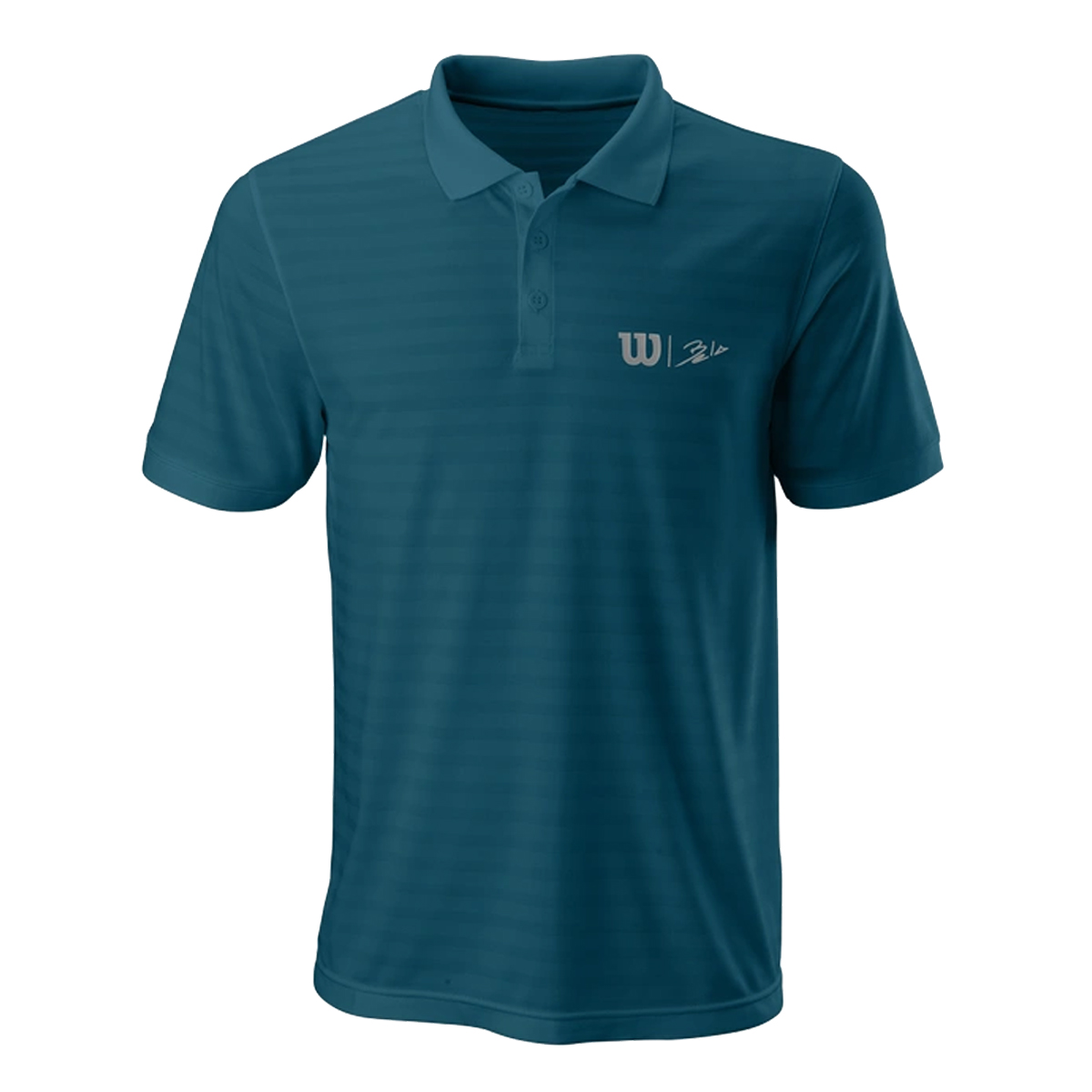 Wilson Polo T-Shirt Bela Stripe II - Blue/Coral - Padel Life