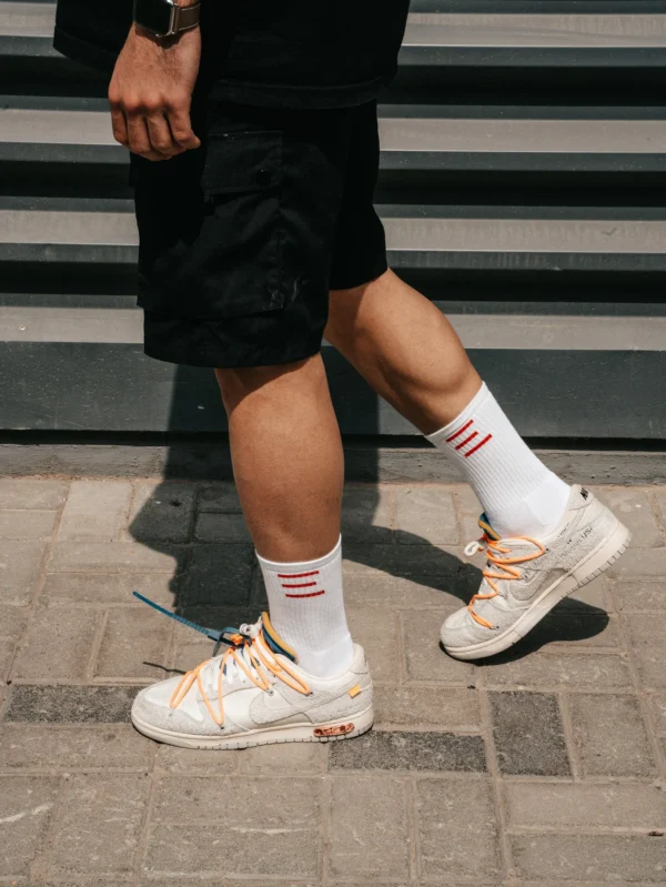 Sq Wear Socks - White Red Line - Image 2
