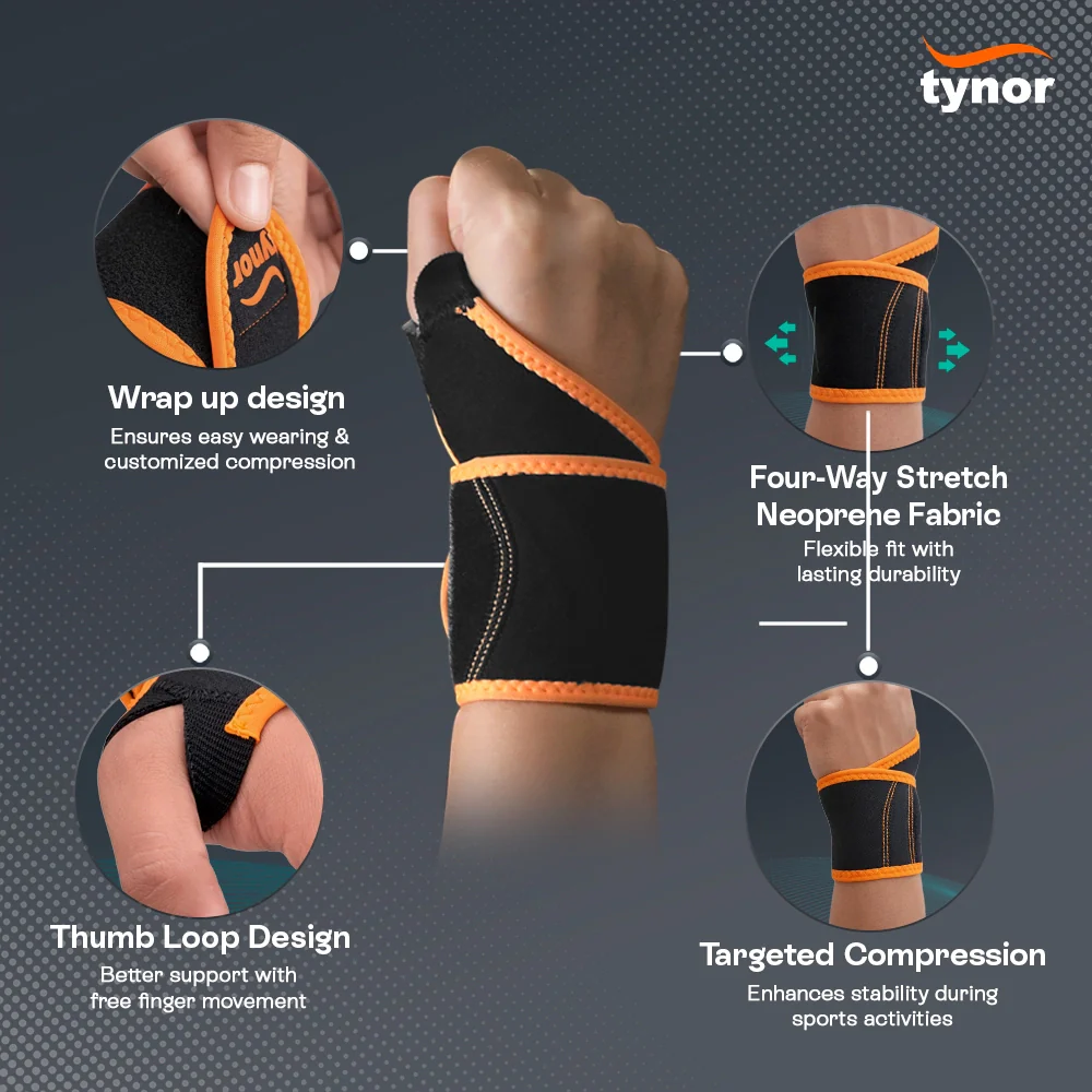 Wrist Support with Thumb Loop - Neon Orange - Image 3