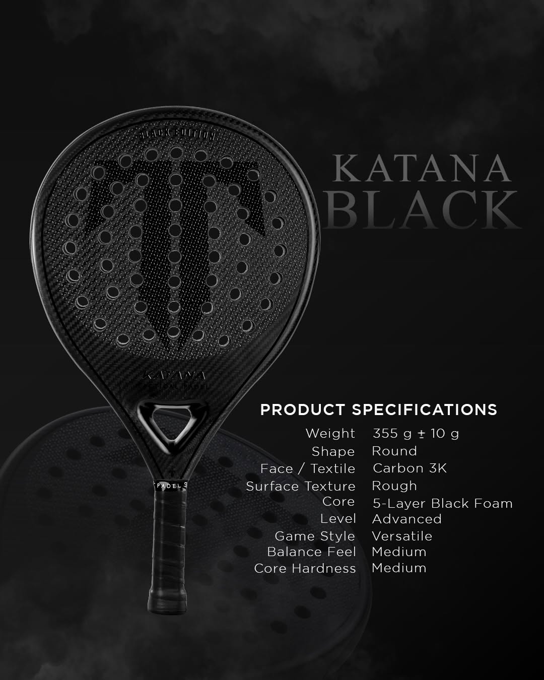 Tactical Katana Black - Padel Racket - Image 2